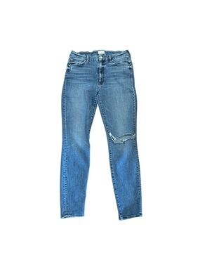 Mother High Waisted Looker casual bohemian blue denim distressed jean size 31